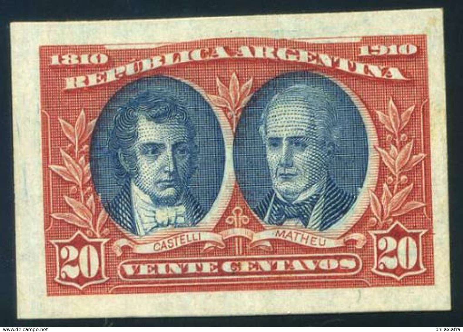 Argentine 1910 Mi. 145 Neuf ** 100% Couleur Épreuve Châteaux, Domingo Matheu, 20 C. - Ongebruikt