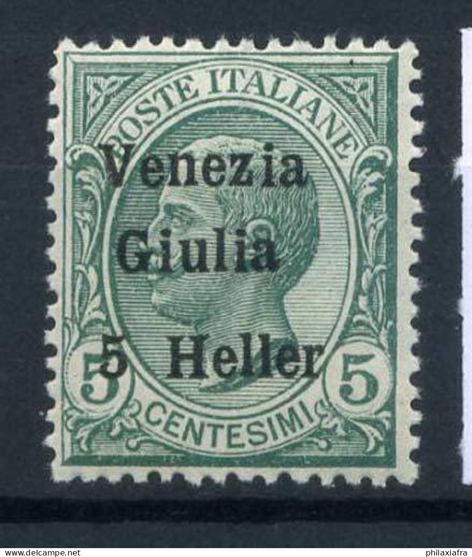 -Vénétie-Julienne 1918 Sass. 21 Neuf ** 100% Surimprimé 5 Heller - Venezia Giulia