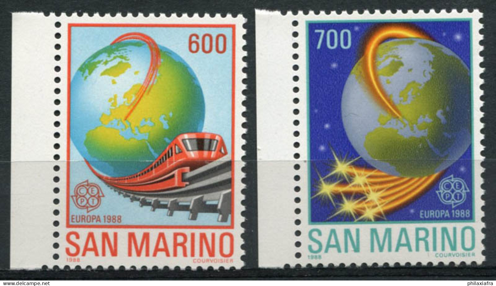 Saint-Marin 1988 Sass. 1221-1222 Neuf ** 100% Communication, Transports - Neufs