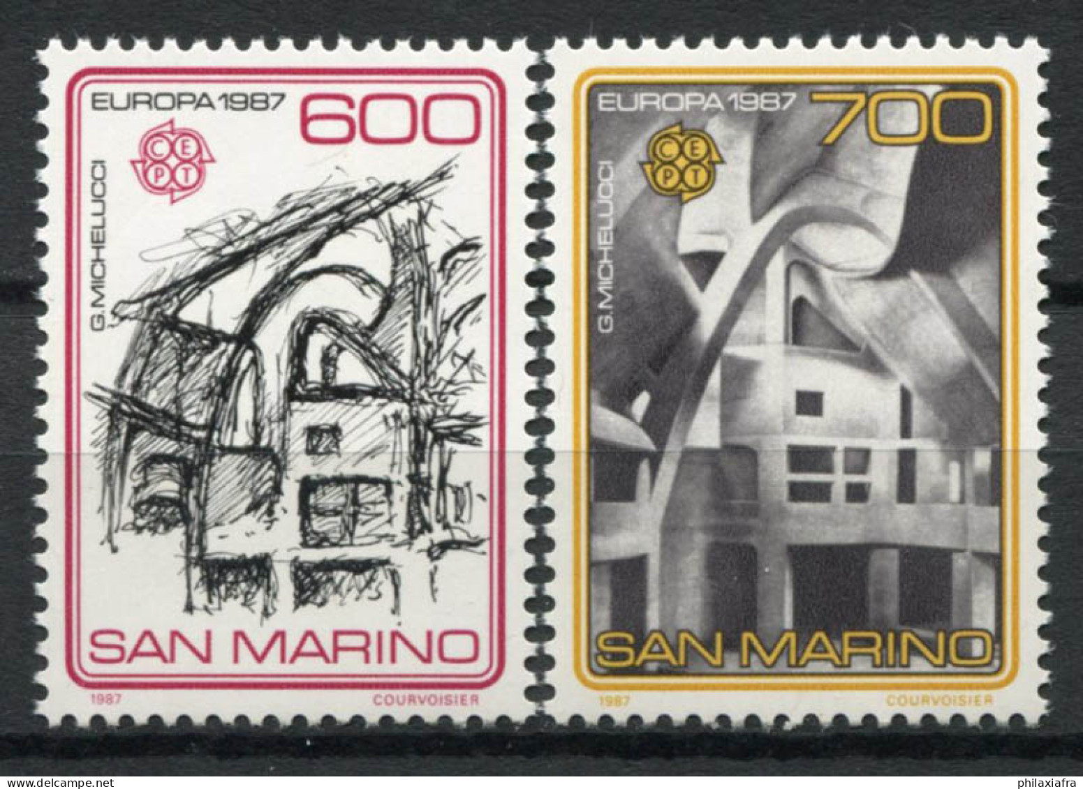 Saint-Marin 1987 Sass. 1195-1196 Neuf ** 100% Architecture. - Nuovi