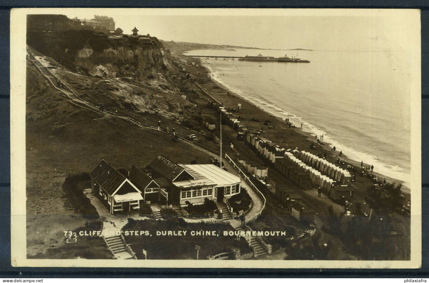 Bournemouth 1929 Carte Postale 100% Utilisé Avec Le Timbre, D'animation, Cliff Et étapes - Bournemouth (avant 1972)