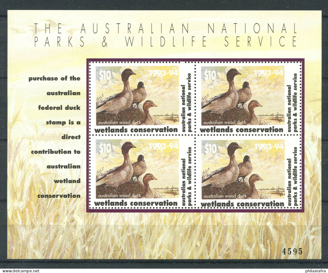 Australie 1993-94 Bloc Feuillet 100% Neuf ** Canard - Blocks & Sheetlets