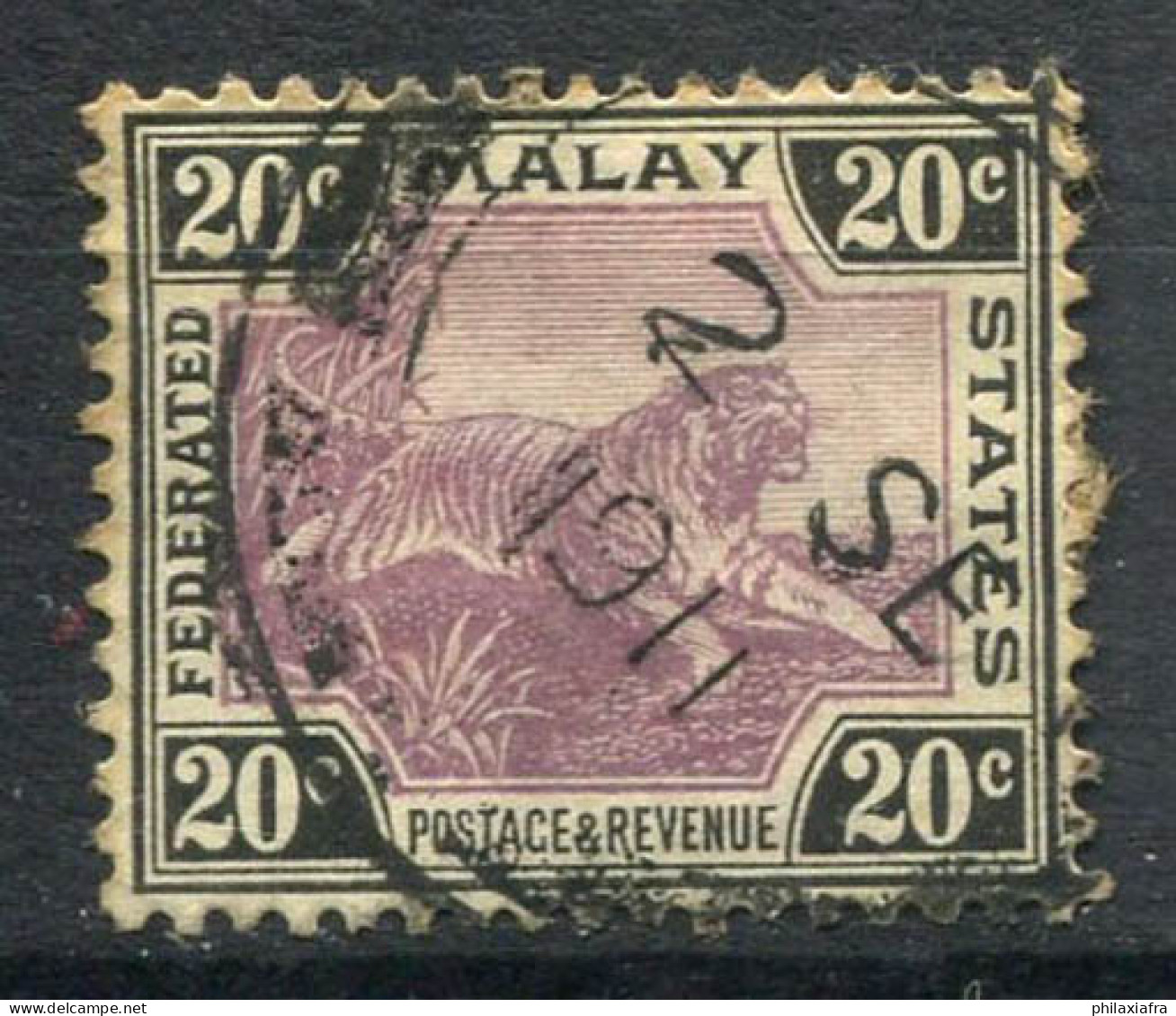 États Malais Fédérés 1901 Mi. 21 Oblitéré 100% 20C, Tiger - Federated Malay States