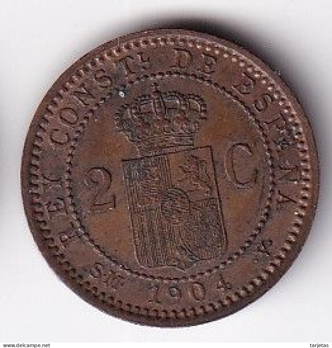 MONEDA DE ESPAÑA DE 2 CENTIMOS DEL AÑO 1904 (COIN) ALFONSO XIII - First Minting