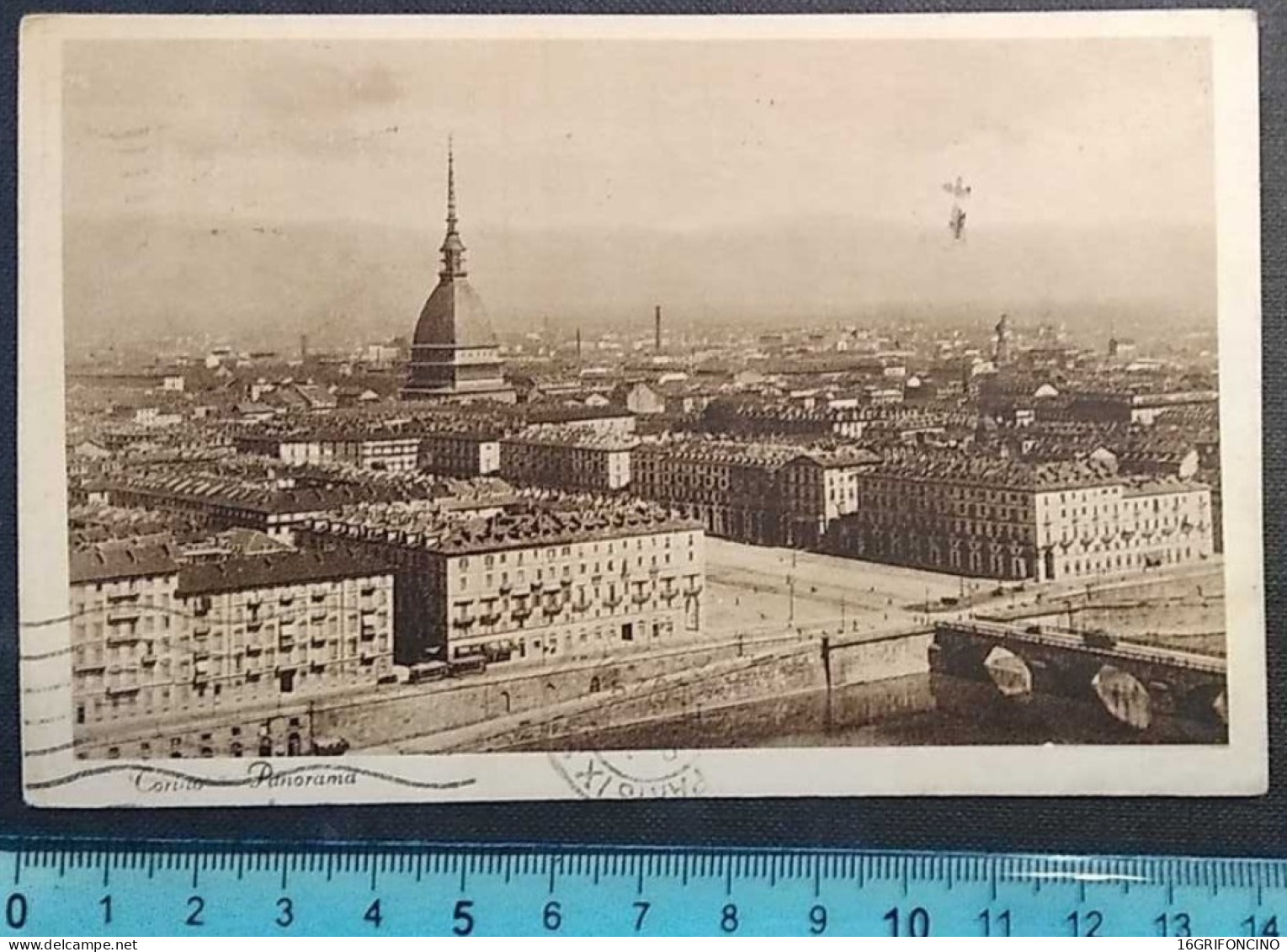 TORINO 1929 " PANORAMICA  DI  TORINO " CARTOLINA  VIAGGIATA . EDIZIONI  A . D . T .  TORINO. - Panoramic Views