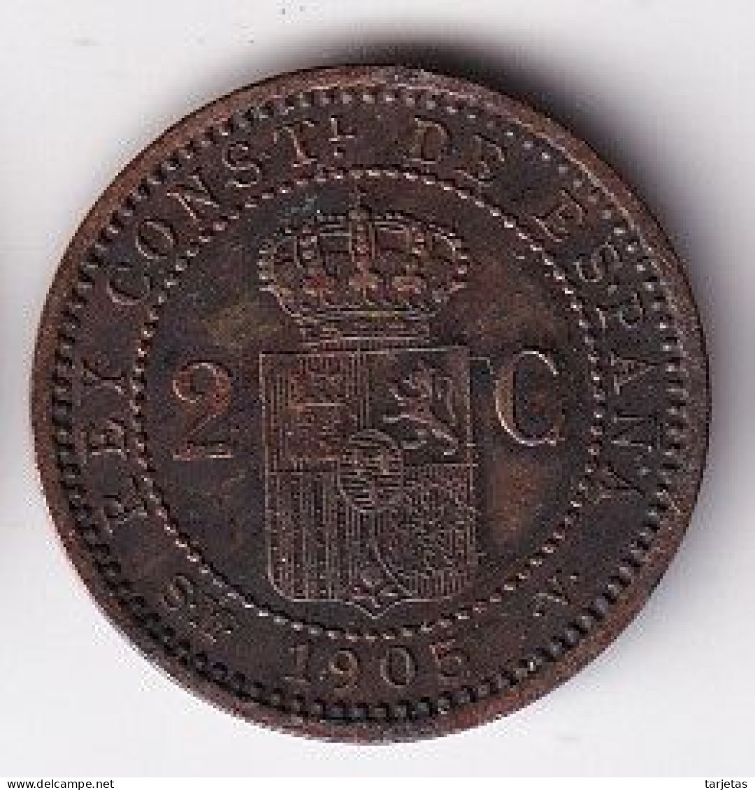 MONEDA DE ESPAÑA DE 2 CENTIMOS DEL AÑO 1905 (COIN) ALFONSO XIII - Premières Frappes