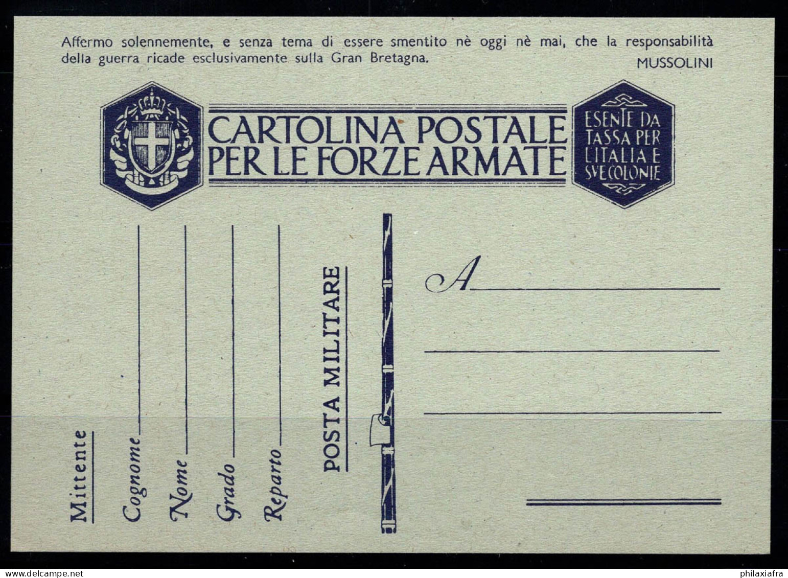 Royaume D'Italie 1941 Entiers Postaux 100% Fil, F 39- Neuve - Entiers Postaux