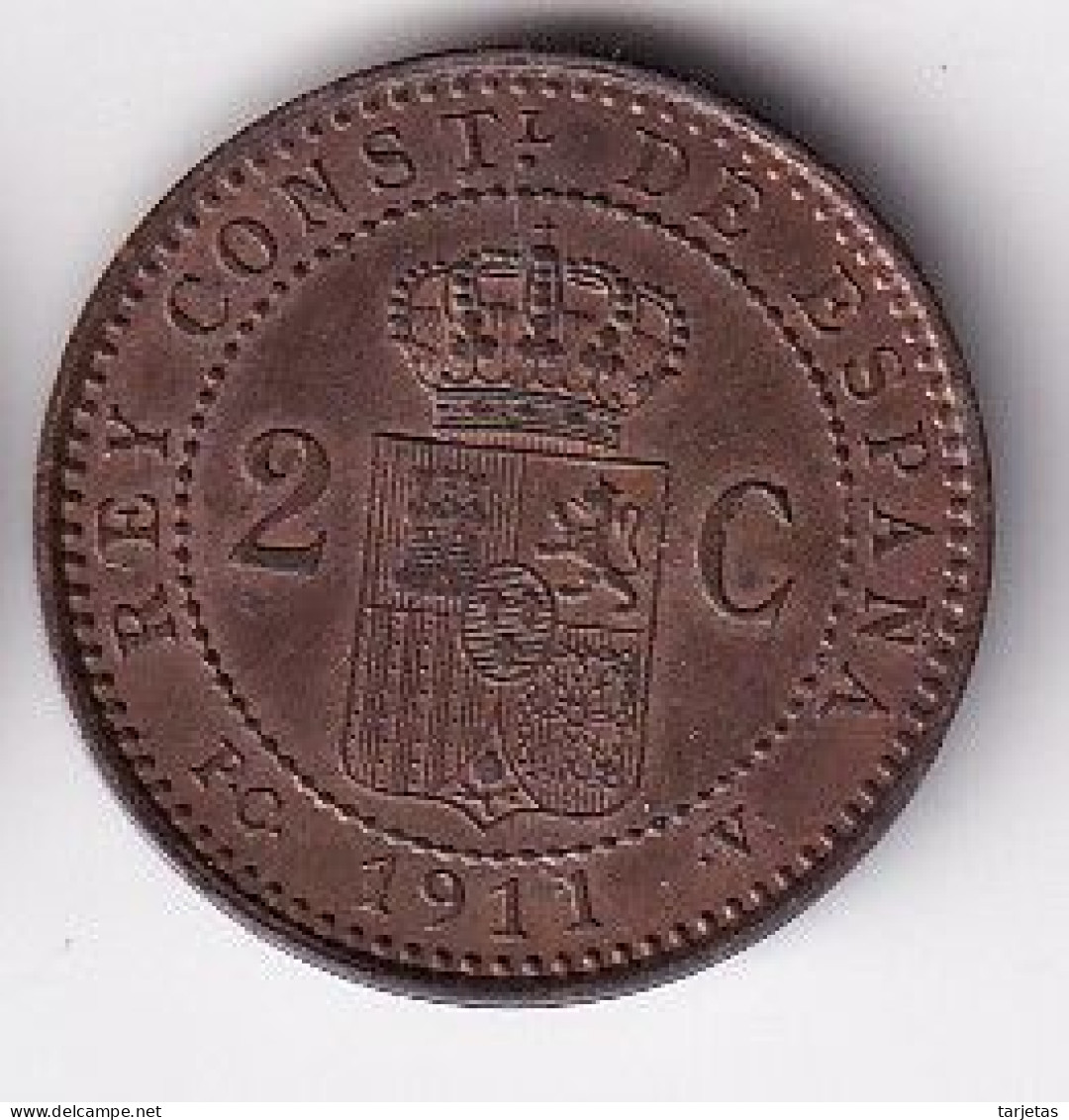 MONEDA DE ESPAÑA DE 2 CENTIMOS DEL AÑO 1911 (COIN) ALFONSO XIII - First Minting
