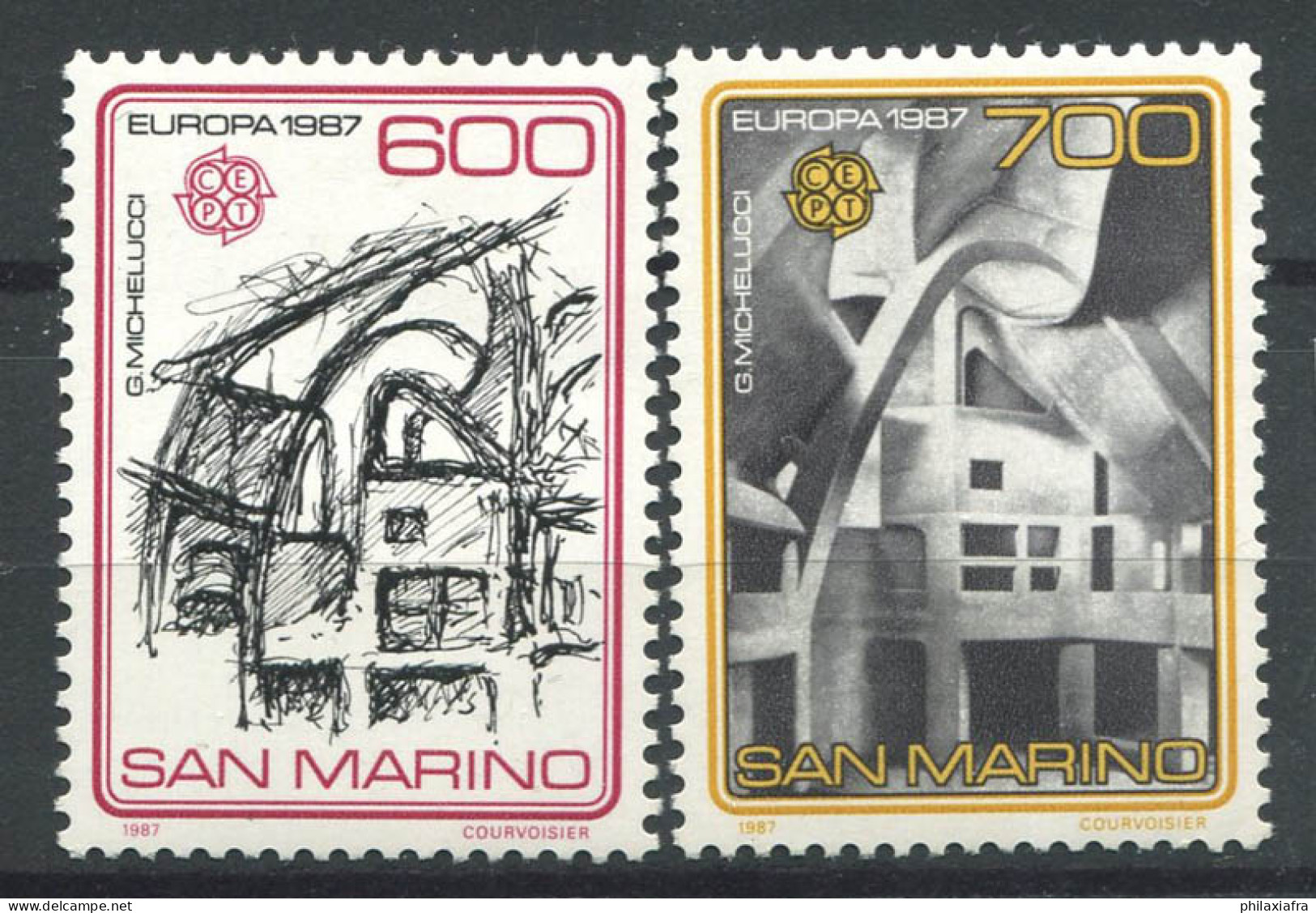San Marino, San Marino 1987 Sass. 1195-1196 Neuf ** 100% Architecture Moderne - Nuovi