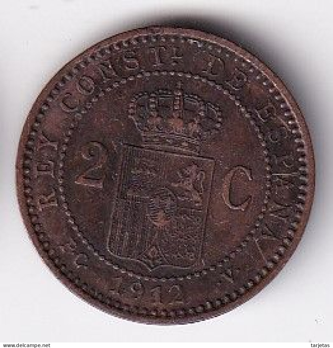 MONEDA DE ESPAÑA DE 2 CENTIMOS DEL AÑO 1912 (COIN) ALFONSO XIII - Premières Frappes