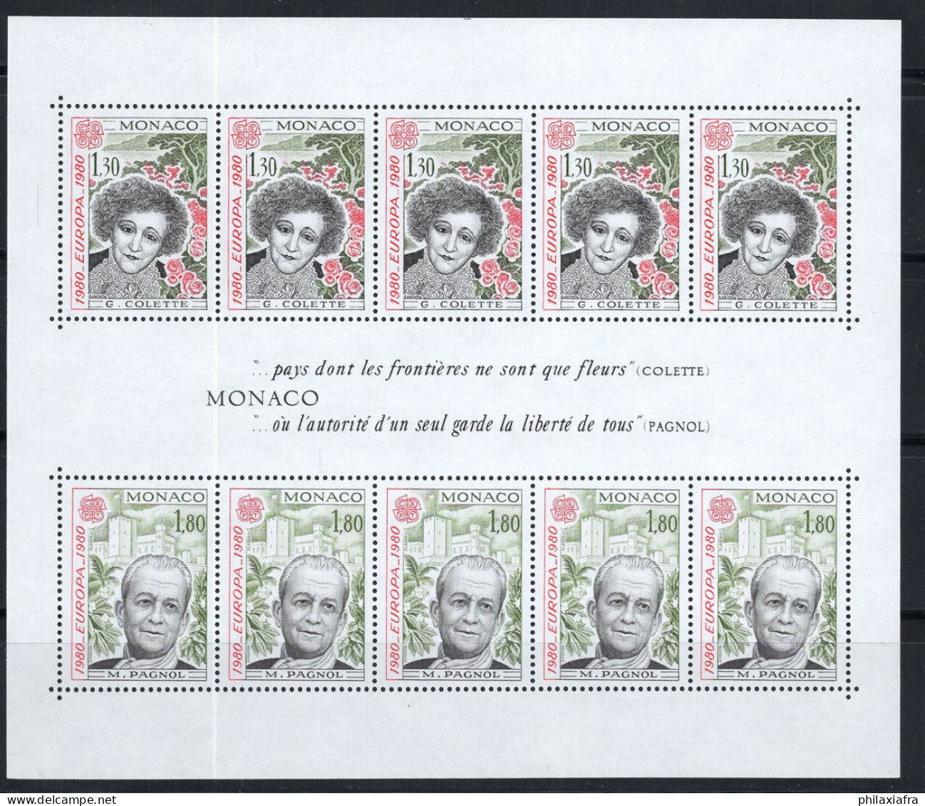 Monaco 1980 Mi. Bl. 16 Bloc Feuillet 100% Neuf ** Personnalités Importantes - Other & Unclassified