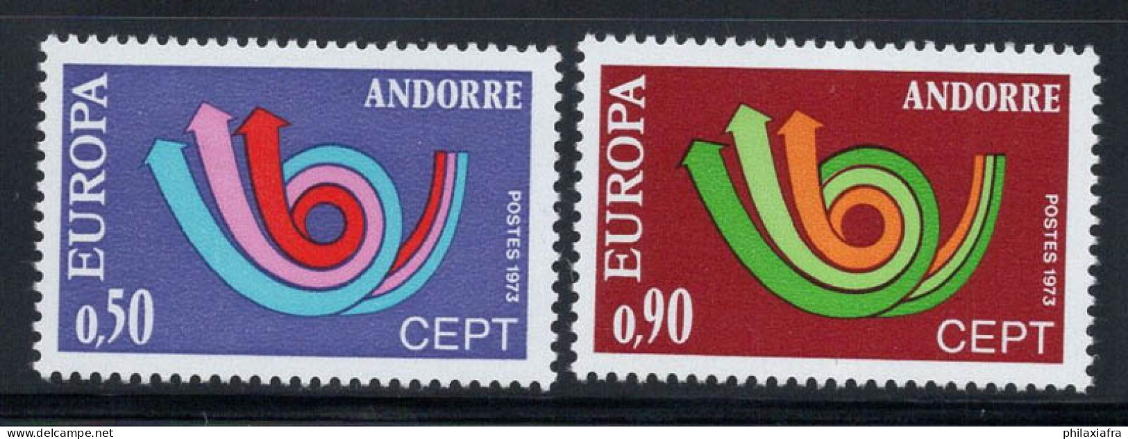 Français Andorre 1973 Mi. 247-248 Neuf ** 100% Horn, Europe CEPT - 1973