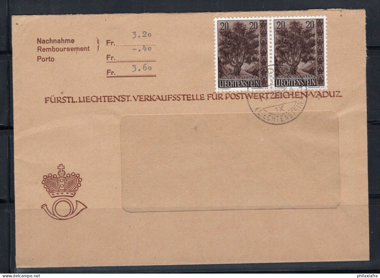 Liechtenstein 1958 Mi. 373 Premier Jour 100% 20 Rp - Cartas & Documentos