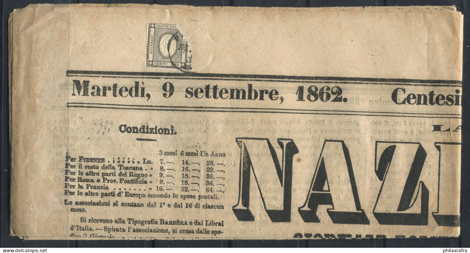 Italie 1862 Sass. 19 Enveloppe 20% Nation - Autres & Non Classés