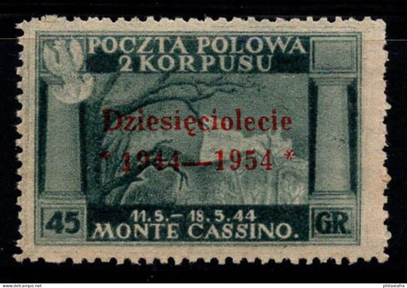 Gouvernement Polonais De Londres 1954 Sass. 4 Sans Gomme 100% 45g Surimprimé - 1946-47 Période Corpo Polacco