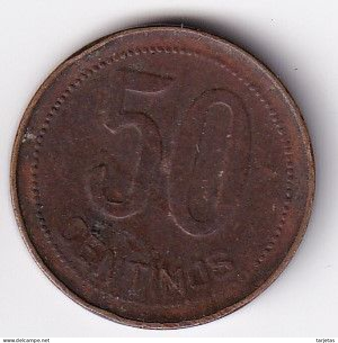 MONEDA DE ESPAÑA DE 50 CENTIMOS DEL AÑO 1937 (COIN) REPUBLICA ESPAÑOLA - 50 Centiemen