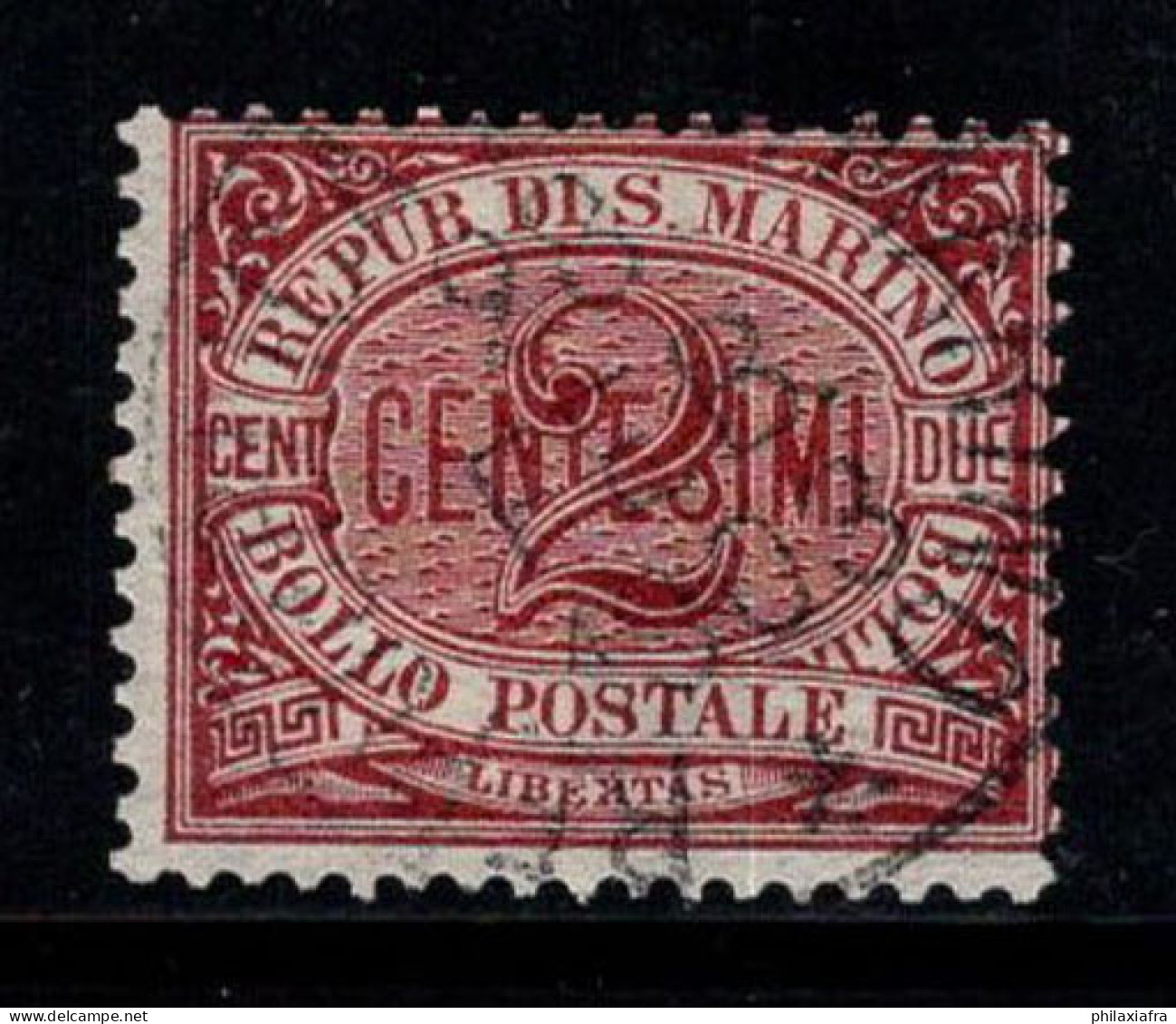 Saint-Marin 1894-99 Sass. 26 Oblitéré 100% 2 Cents - Used Stamps