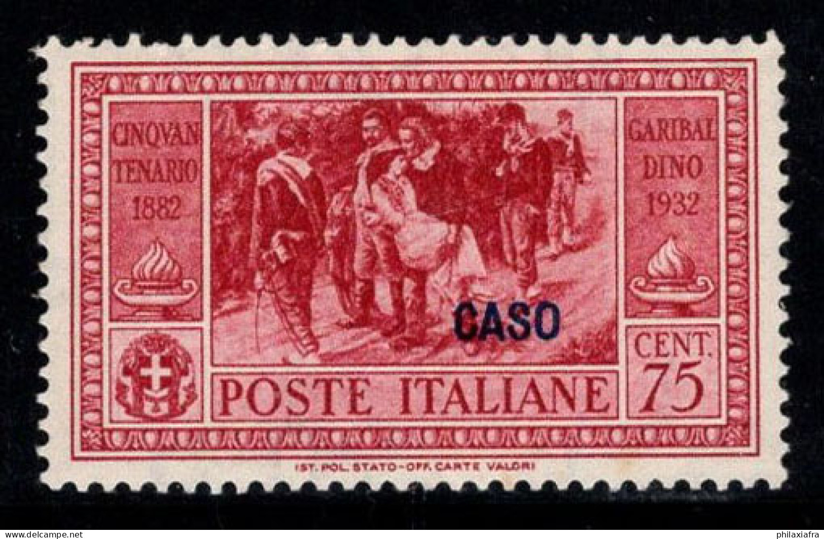 Kasos 1932 Sass. 22 Neuf * MH 100% Garibaldi, 75 Cents - Egeo (Caso)