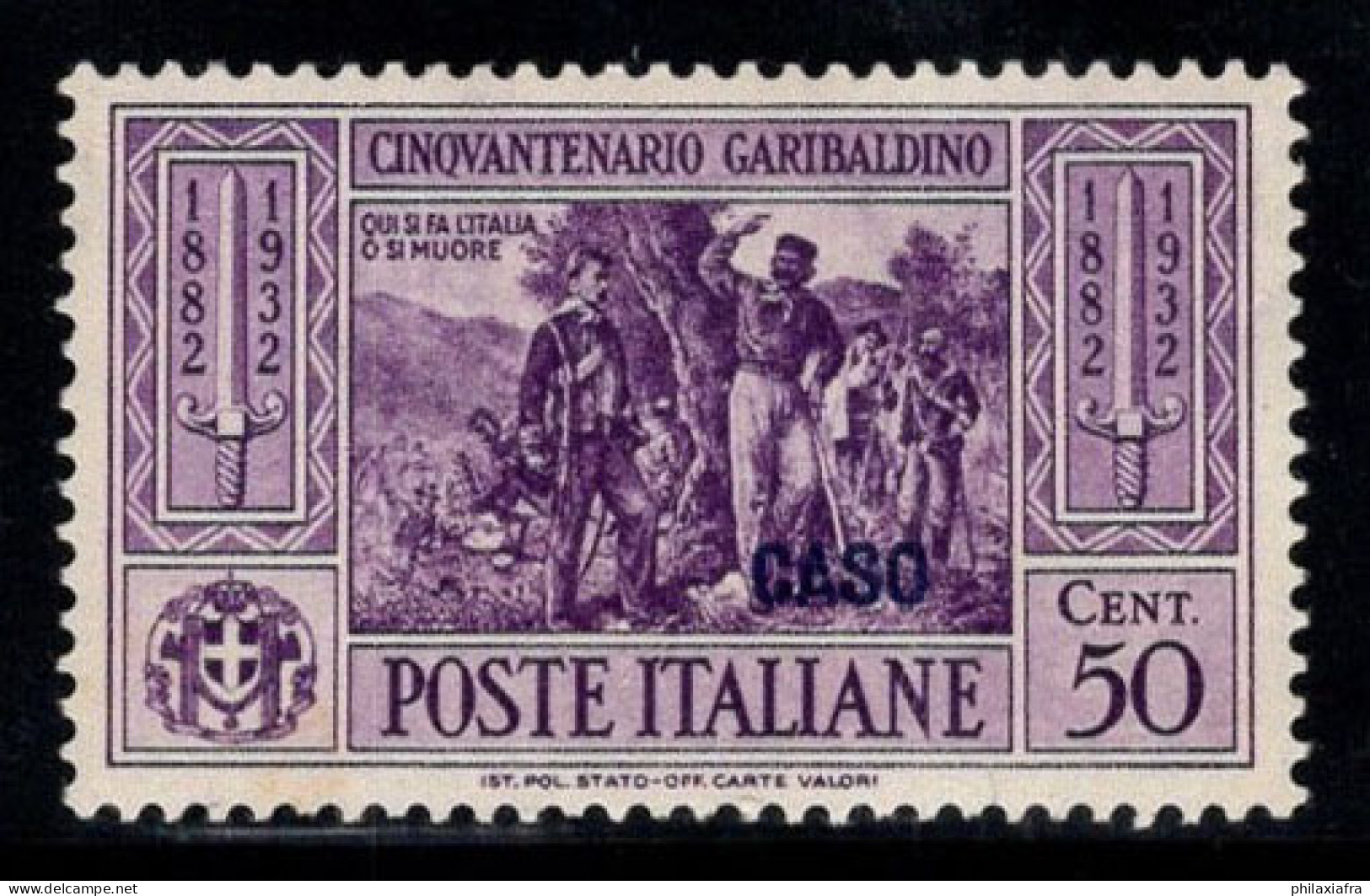 Kasos 1932 Sass. 21 Neuf * MH 100% Garibaldi, 50 Cents - Aegean (Caso)