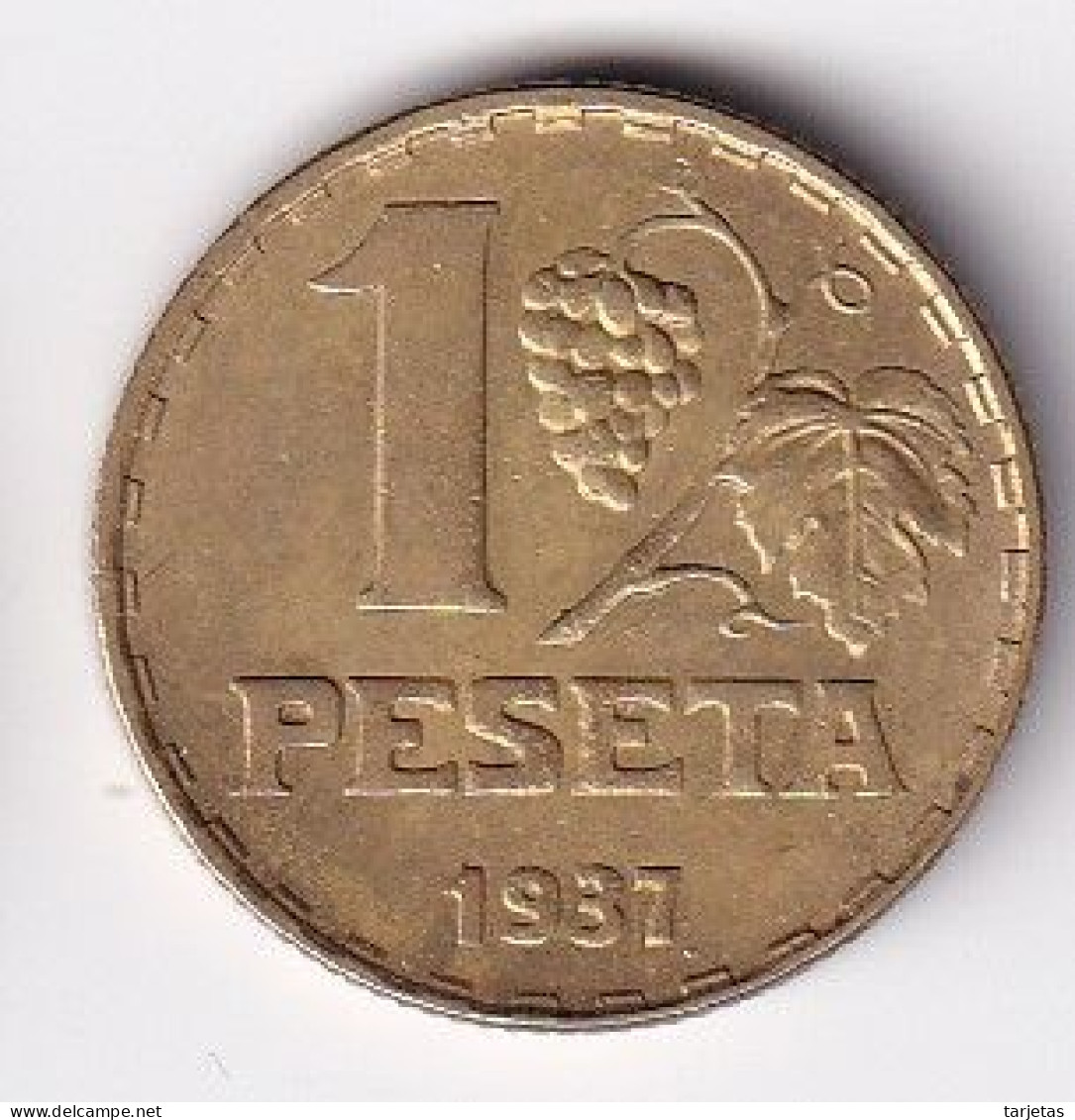 MONEDA DE ESPAÑA DE 1 PESETA DEL AÑO 1937 (COIN) REPUBLICA ESPAÑOLA - 1 Peseta