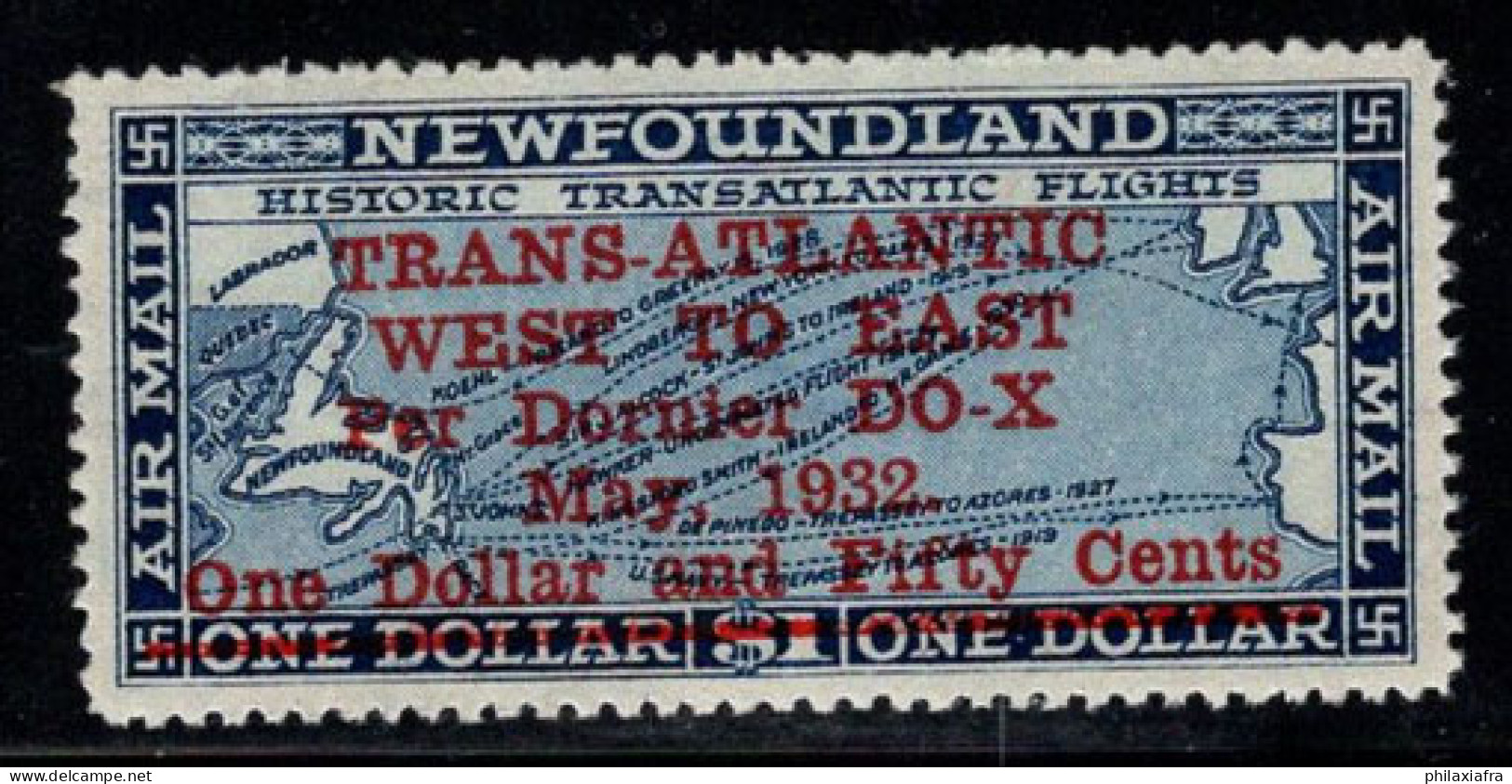 Terre-Neuve 1932 SG 221 Neuf ** 100% Surimprimé Bleu Transatlantique - 1908-1947