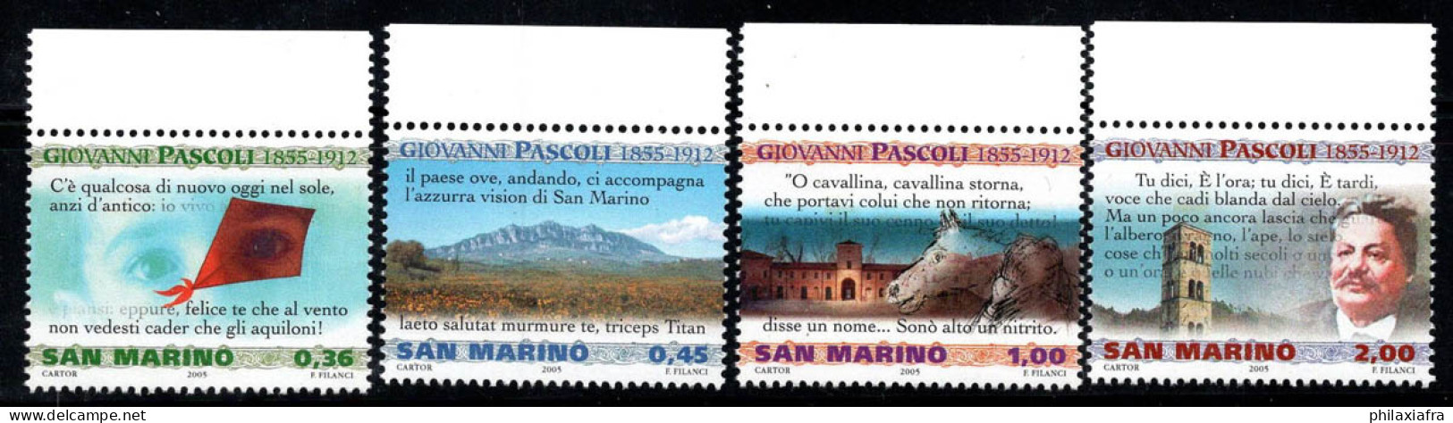 Saint-Marin 2005 Sass. 2063-2066 Neuf ** 100% Giovanni Pascoli - Unused Stamps