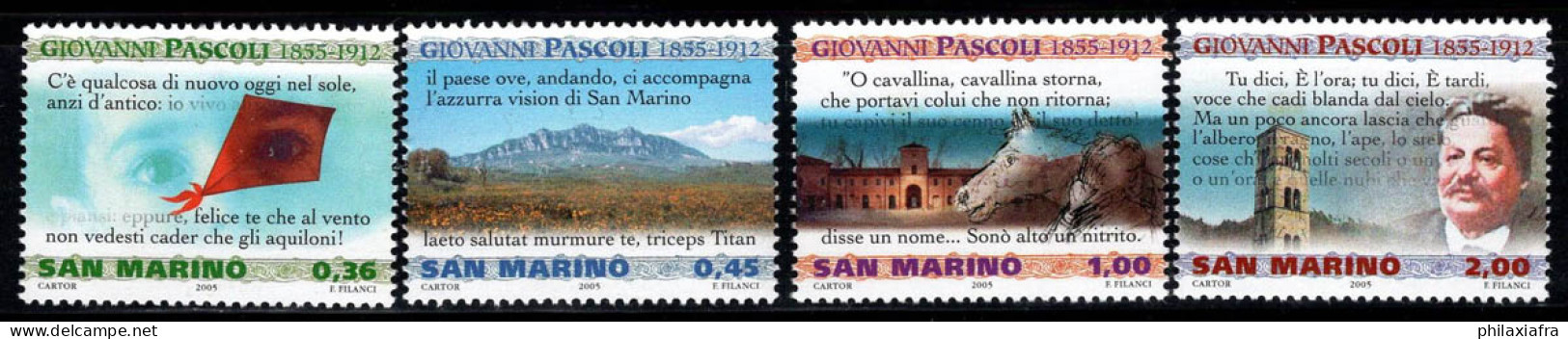 Saint-Marin 2005 Sass. 2063-2066 Neuf ** 100% Giovanni Pascoli - Unused Stamps