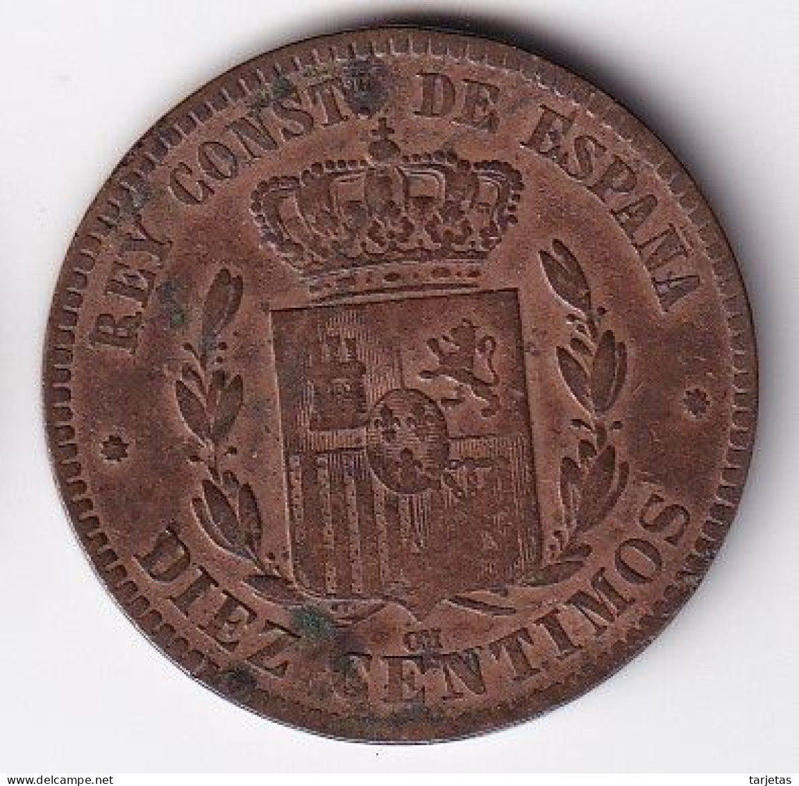MONEDA DE ESPAÑA DE 10 CENTIMOS DEL AÑO 1877 (COIN) ALFONSO XII - Premières Frappes