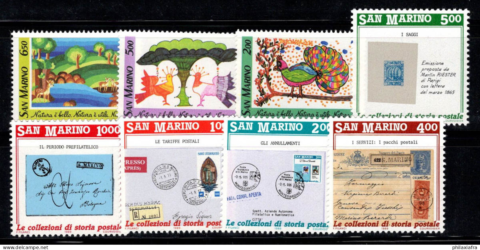 Saint-Marin 1989 Sass. 1250-1257 Neuf ** 100% Dessins, Exposition - Unused Stamps