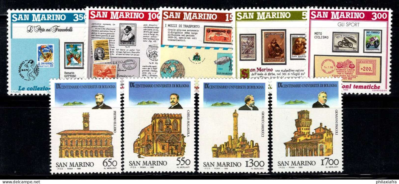 Saint-Marin 1983 Sass. 1223-1231 Neuf ** 100% Architecture, Exposition Philatélique - Unused Stamps