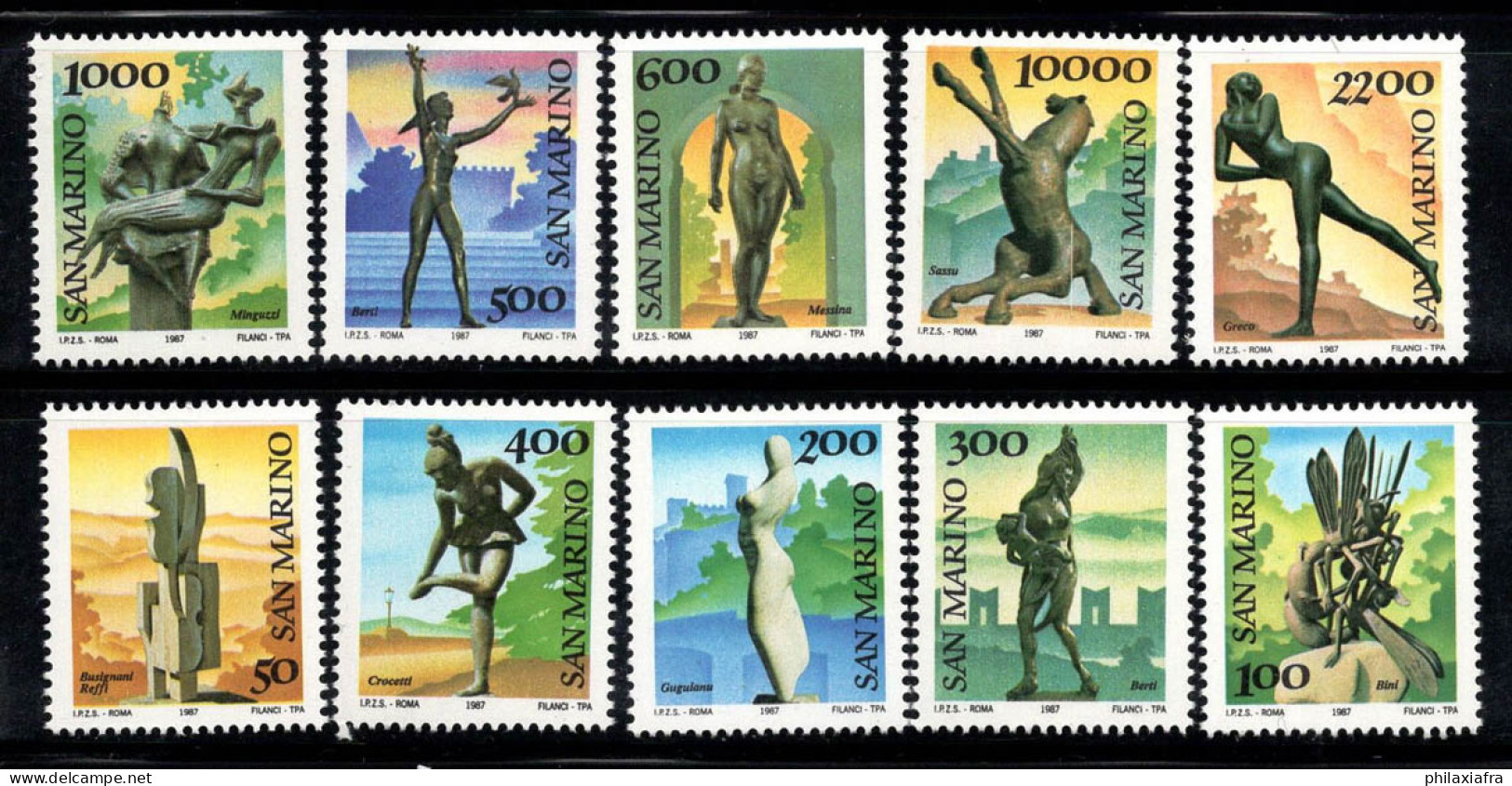 Saint-Marin 1987 Sass. 1203-1212 Neuf ** 100% Art, Sculptures - Unused Stamps