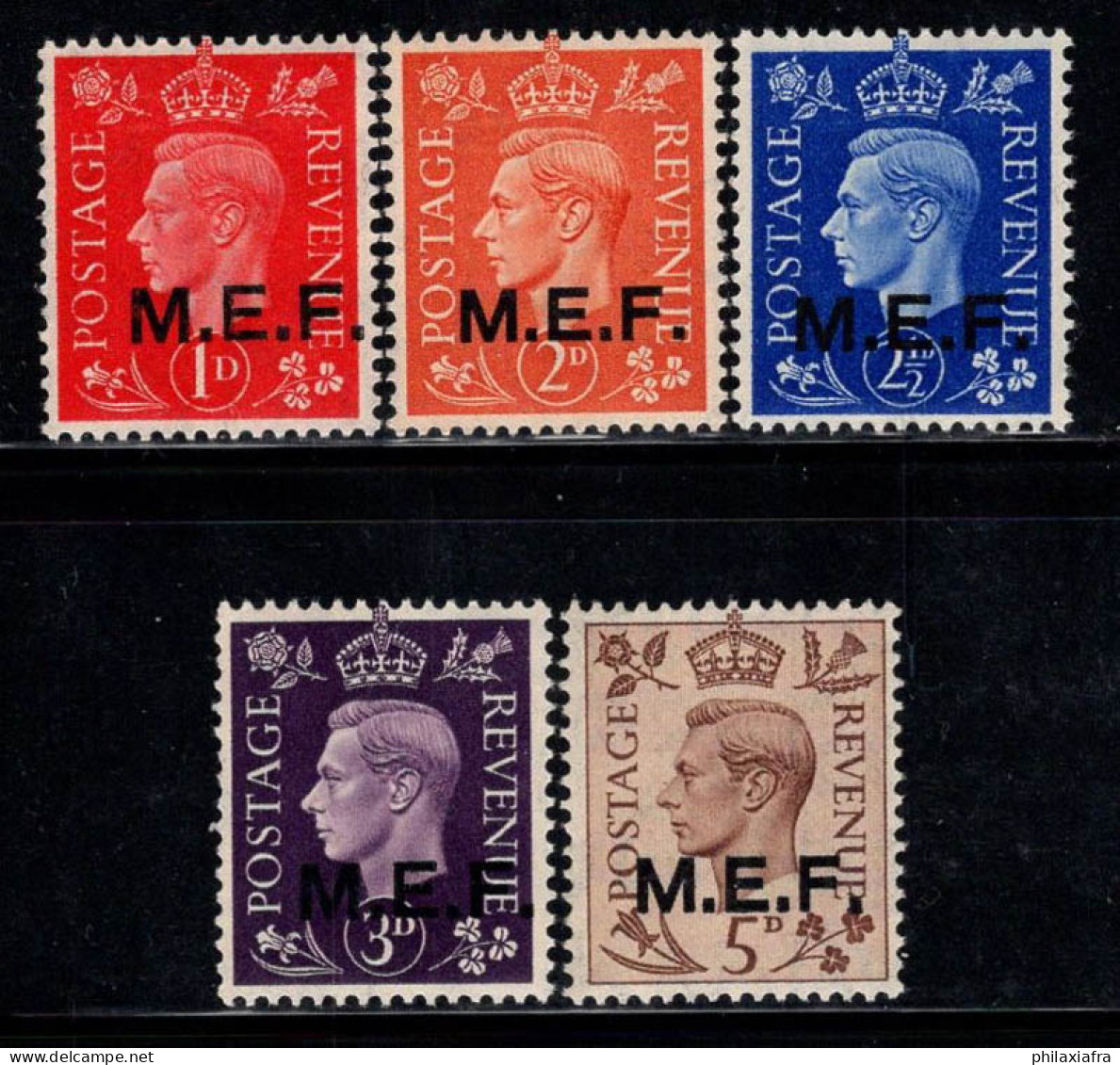 M.E.F. 1942 Sass. 1-5 Neuf * MH 100% 1 P, 2 P, 2 1/2 P... - Occ. Britanique MEF