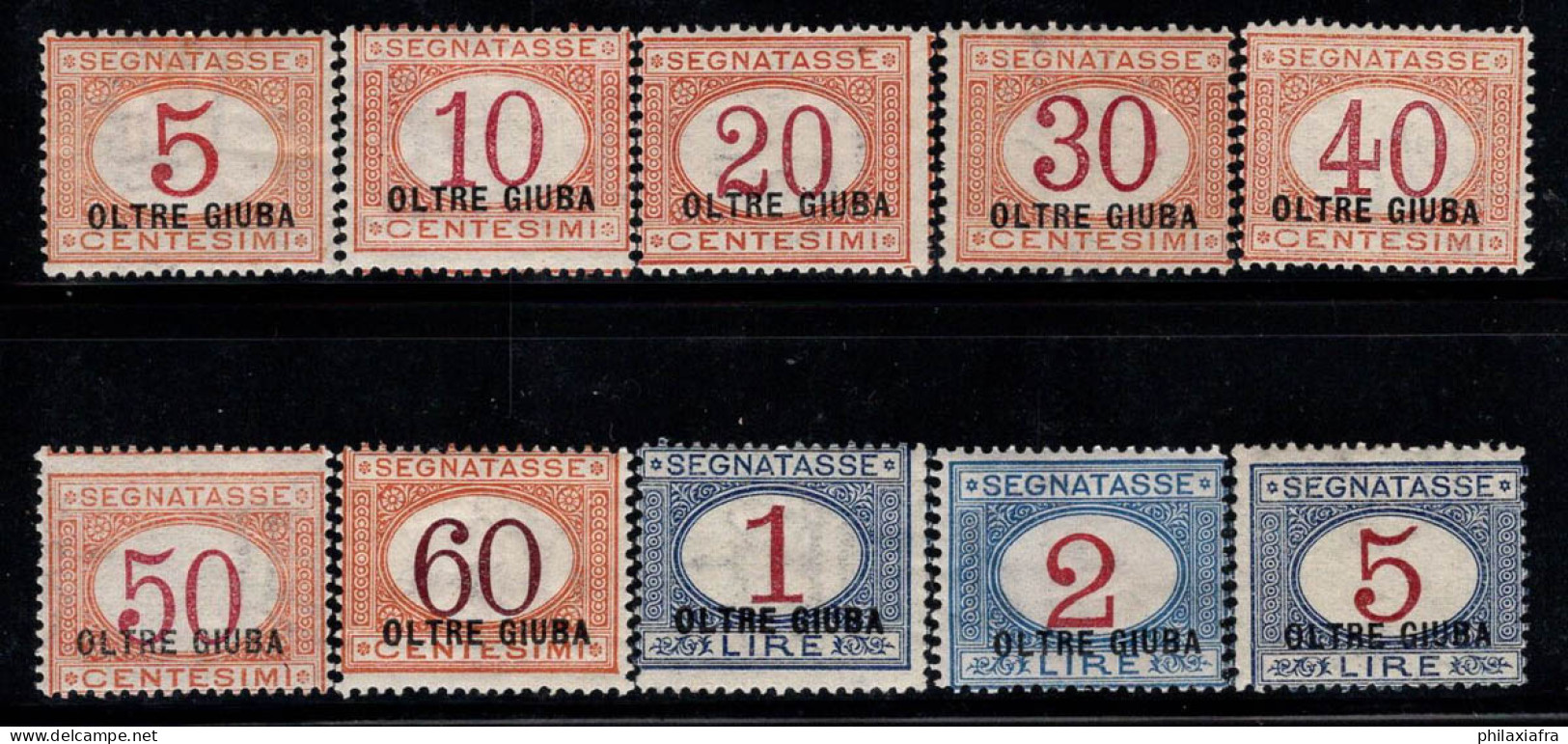 Au-delà De Juba 1925 Sass. 1-10 Neuf * MH 100% Timbre-taxe 5 Cents, 10 C, 20 C... - Oltre Giuba