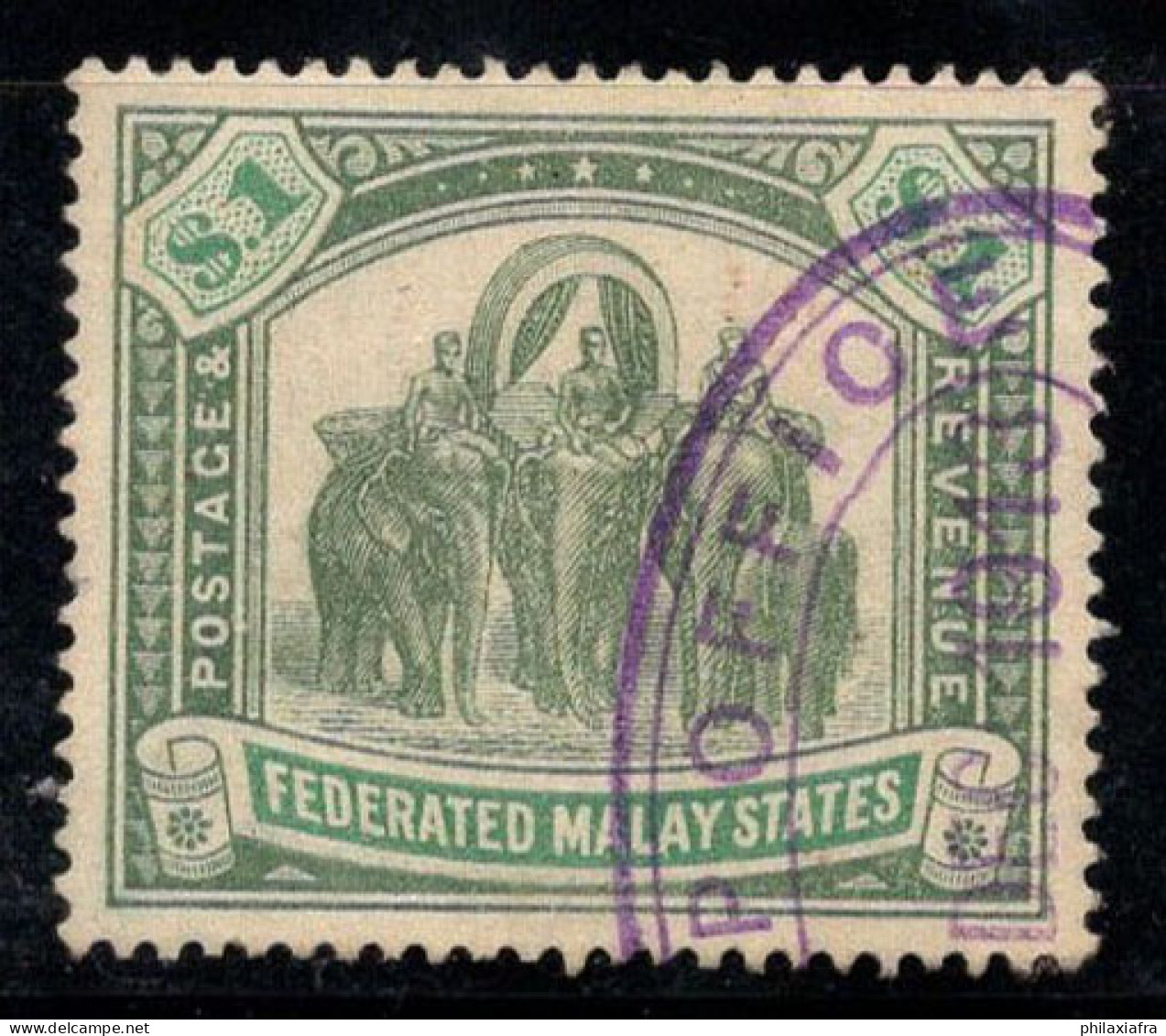 Malaya 1904 Mi. 35 Oblitéré 100% 1 $, Éléphants, CA - Fédération De Malaya