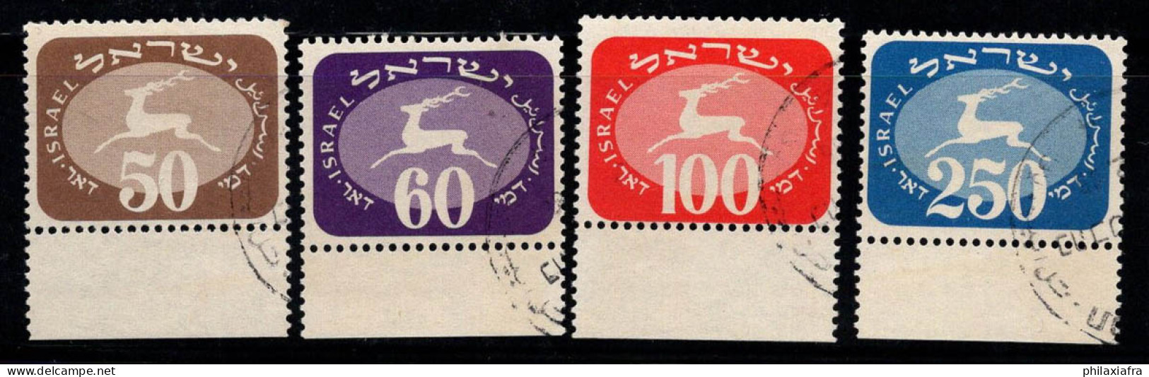 Israël 1952 Mi. 17-20 Oblitéré 100% Timbre-taxe Faune, Cerf - Segnatasse