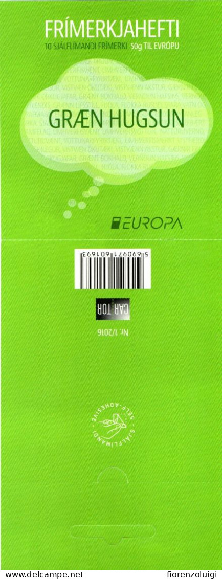 EUROPA CEPT 2016 ISLANDA LIBRETTI / BOOKLET MH - 2016