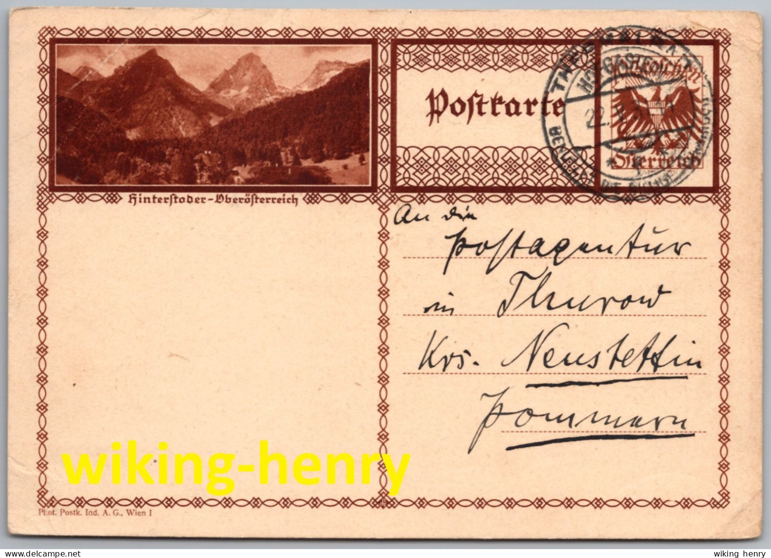 Hinterstoder - Ganzsache Bildpostkarte Gelaufen 1931 Nach Neustettin - Hinterstoder