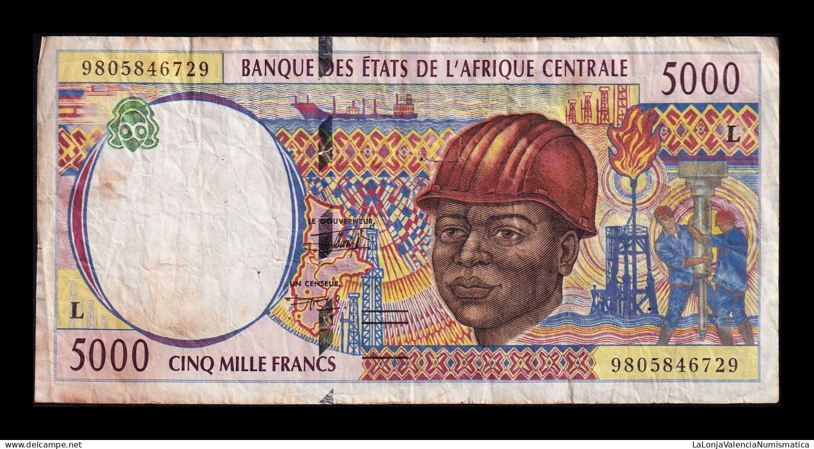 Central African St. - Estados De África Central Gabon 5000 Francs 1997 Pick 404Ld Bc F - Gabon