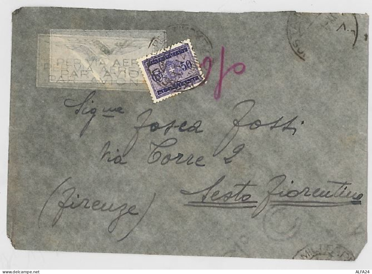 LETTERA VIAGGIATA VIA AEREA 1941 CON SEGNATASSE (SX87 - Marcophilie (Avions)