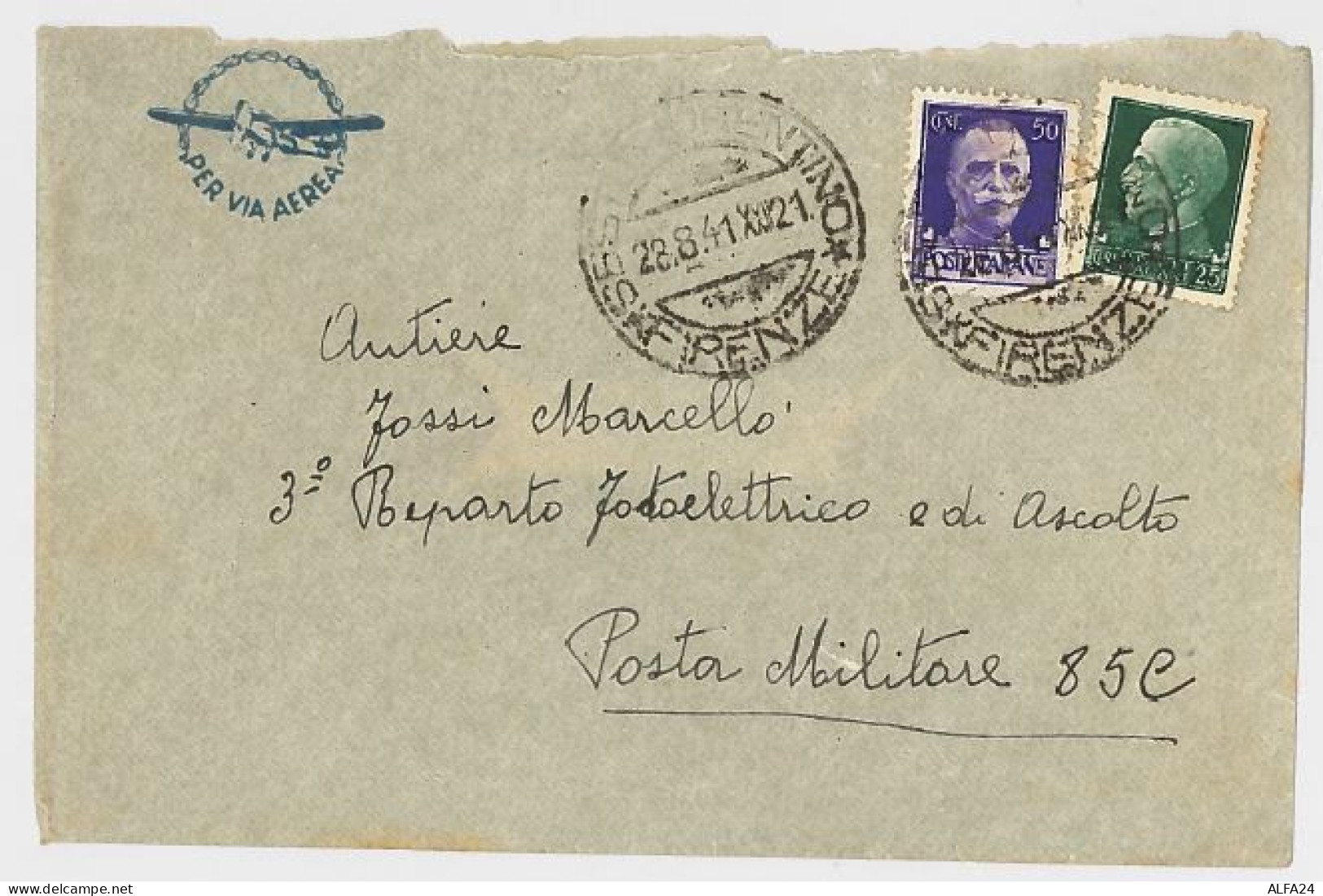 LETTERA VIAGGIATA POSTA AEREA 1941 -TIMBRO SESTO FIORENTINO (SX50 - Storia Postale (Posta Aerea)