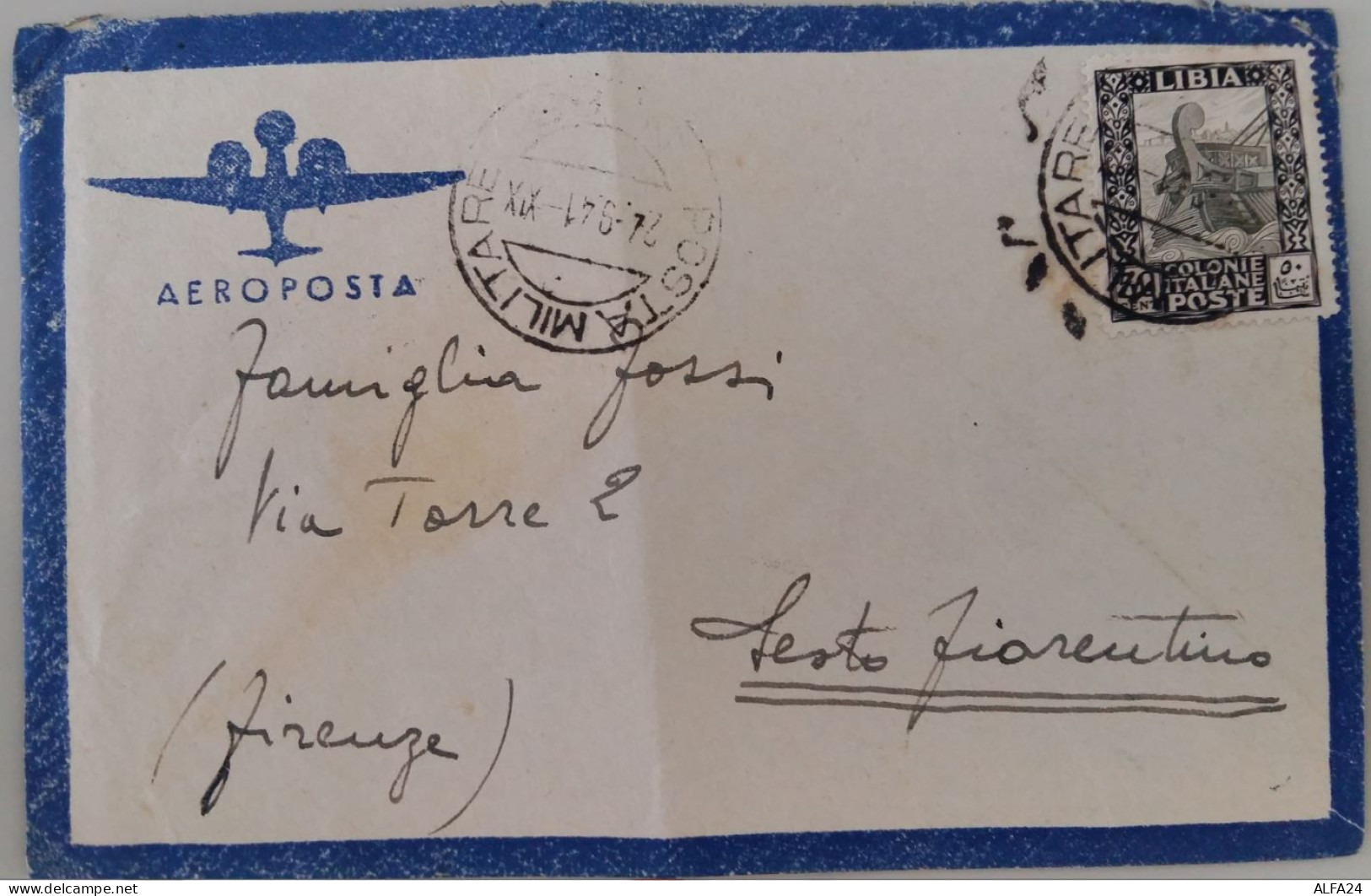 LETTERA VIAGGIATA POSTA AEREA 1941 DA LIBIA (SX235 - Libië