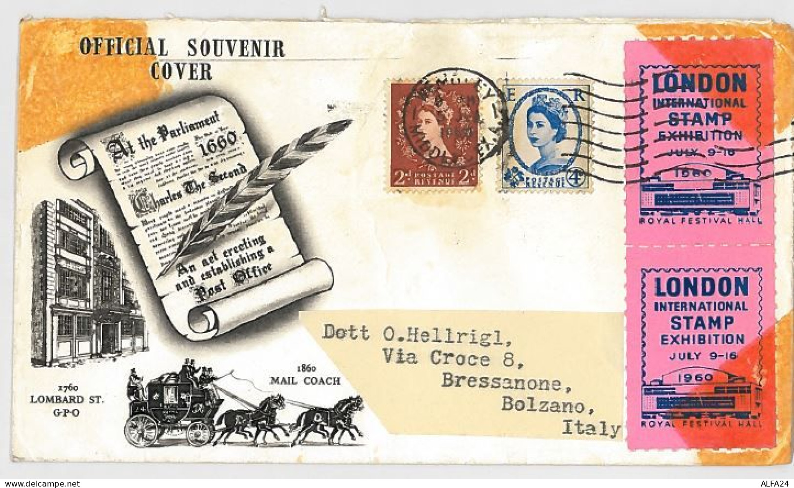 LETTERA VIAGGIATA 1960 REGNO UNITO DA WEMBLEY A BRESSANONE (SX125 - Storia Postale