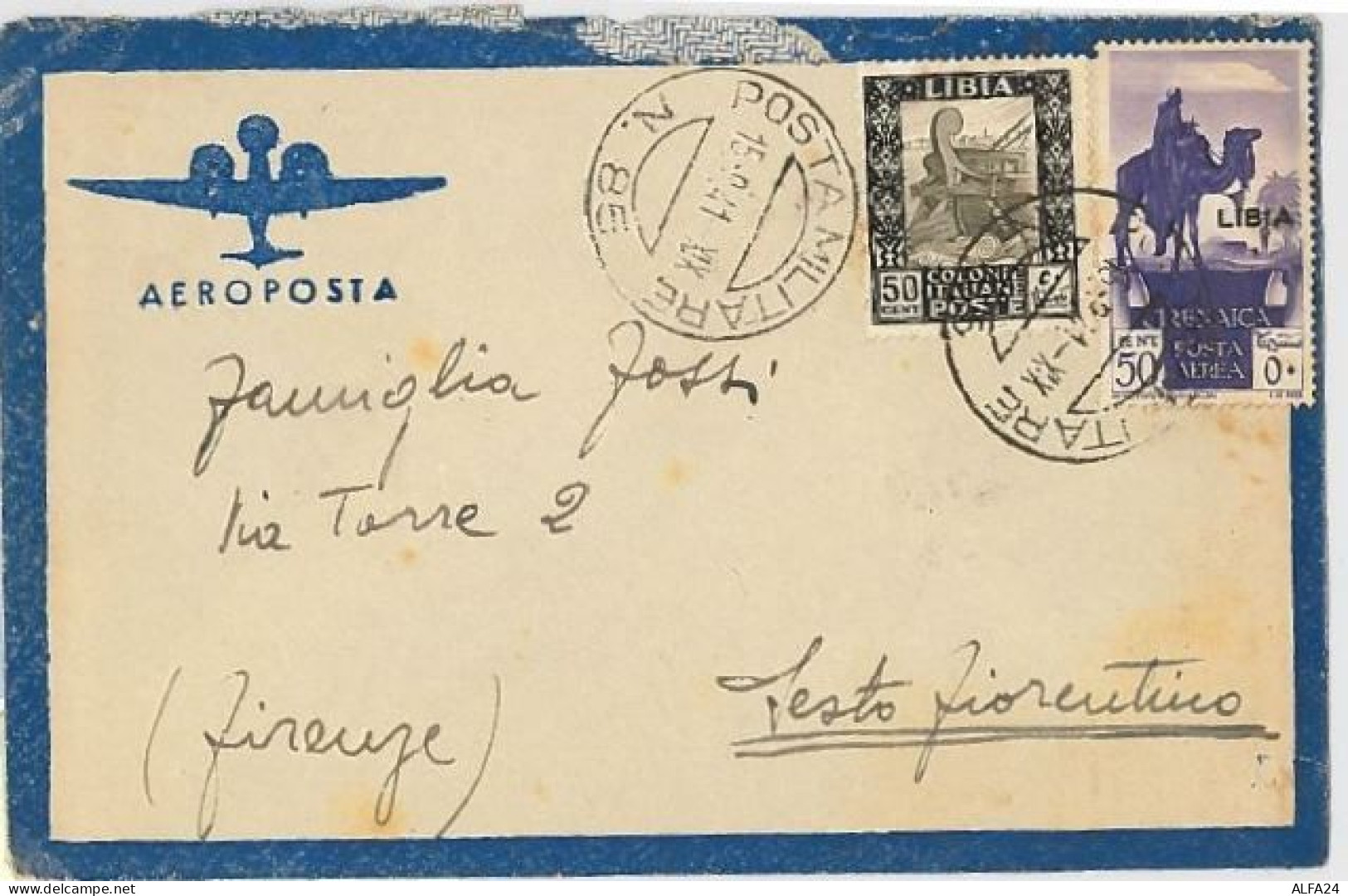 LETTERA VIAGGIATA 1941 DA LIBIA VIA AEREA DOPPIA AFFRANCATURA (SX160 - Libië