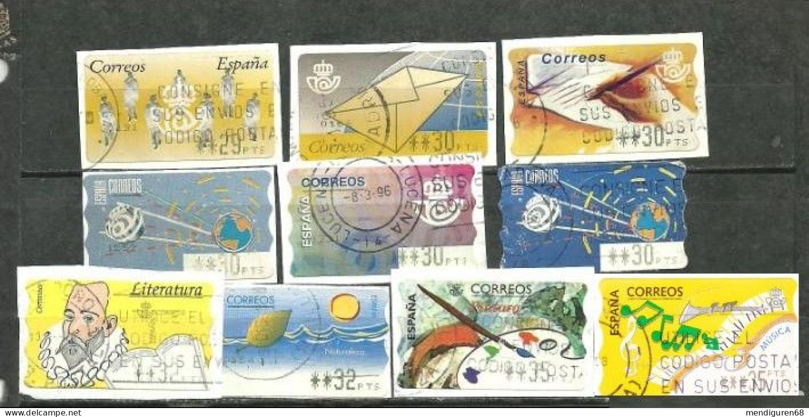 ESPAGNE SPAIN SPANIEN ESPAÑA 1994-97 SET 10 SELLOS ATM LOTE (4) ON PAPER - Used Stamps