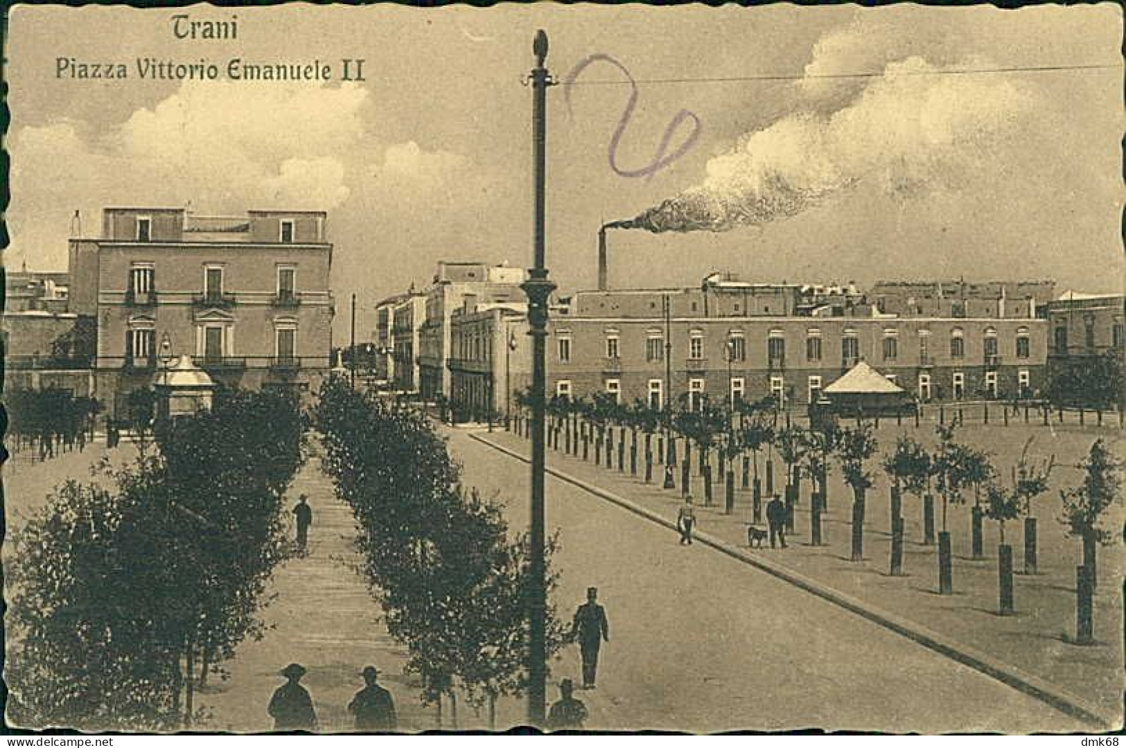 TRANI - PIAZZA VITTORIO EMANUELE II - EDIZIONE BIANCHI - SPEDITA 1918 ( 19620 ) - Trani