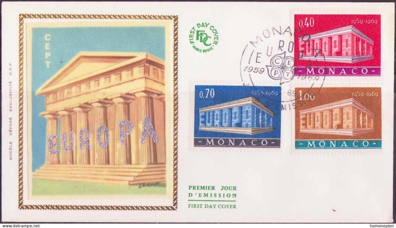 Europa CEPT 1969 Monaco FDC7 Y&T N°789 à 791 - Michel N°929 à 931 - 1969