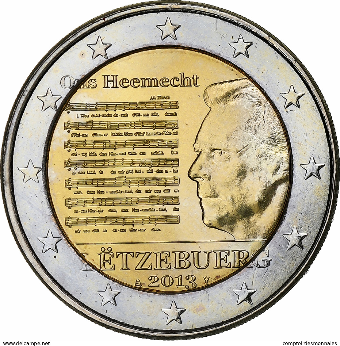 Luxembourg, 2 Euro, Hymne National, 2013, SPL, Bimétallique - Lussemburgo