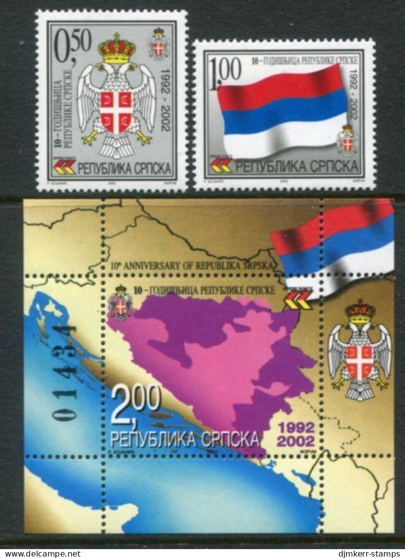 BOSNIAN SERB REPUBLIC 2002 10th Anniversary Of Republic MNH / **.  Michel 230-31, Block 5 - Bosnia Erzegovina