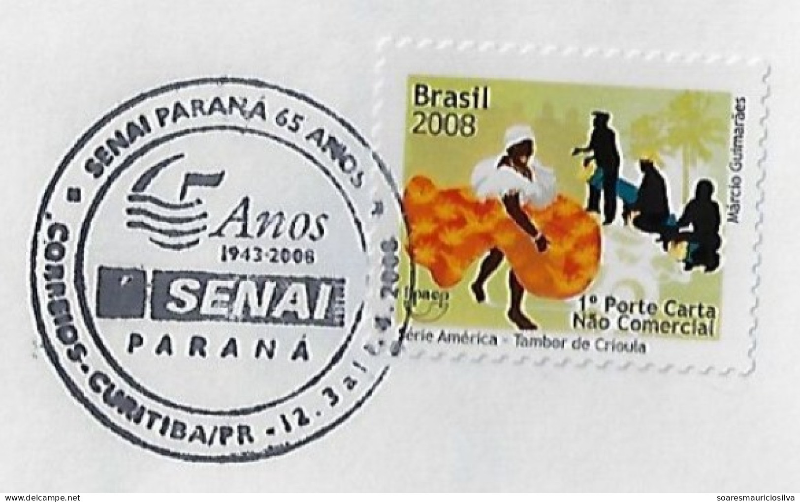 Brazil 2008 Cover Commemorative Cancel 65 Years Of SENAI Paraná National Industrial Training Service From Curitiba - Covers & Documents