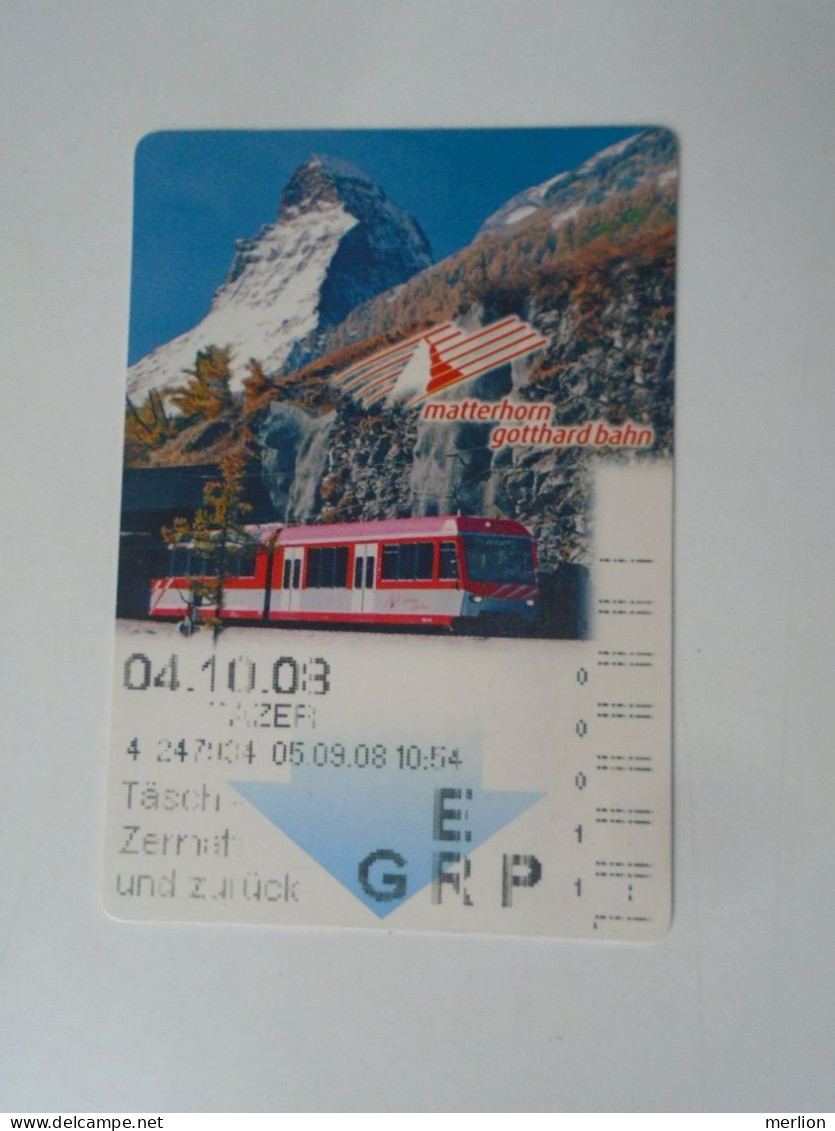 ZA476.9  Train Ticket  - Matterhorn -Gornergrat Bahn 2008    Switzerland - Europa